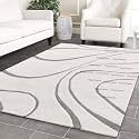 FloorFusion Wave Pattern Embossed Modern Rectangular Carpet For Living Room Bedroom And Hall Size 12 X 16 Feet Color T1 Ivory