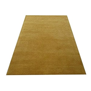 handmade tufted plain solid woolen thick carpet for living room 4 feet x 6 feet 120 x 180 cm gold colour