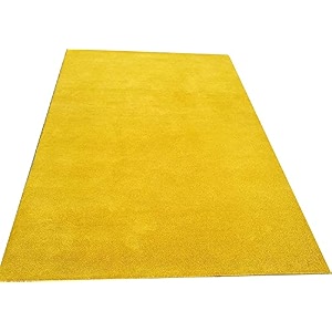 handmade tufted plain solid woolen thick carpet for living room 9 feet x 12 feet 270 x 360 cm yellow colour