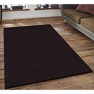 handmade tufted plain solid woolen thick carpet for living room 4 feet x 6 feet 120 x 180 cm brown colour