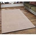 Handmade Tufted Plain Solid Woolen Thick Carpet for Living Room 5 Feet x 7 Feet (150 x 210 Cm) Beige Colour