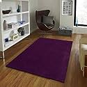 Handmade Tufted Plain Solid Woolen Thick Carpet for Living Room 5 Feet x 8 Feet (150 x 240 Cm) Purple Colour