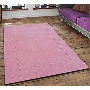 pure woolen handmade tufted plain carpet for home living room 5 feet x 7 feet 150 x 210 cm pink colour