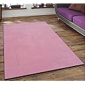 Pure Woolen Handmade Tufted Plain Carpet for Home Living Room 6 Feet x 9 Feet (180 x 270 Cm) Pink Colour