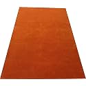 Pure Woolen Handmade Tufted Plain Carpet for Home Living Room 6 Feet x 8 Feet (180 x 240 Cm) Rust Colour