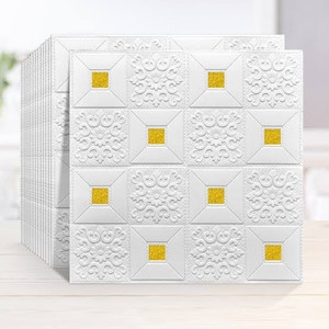 floppy 70 cm x 70 cm art  paintings embossed wallpaper white gold pack of 10