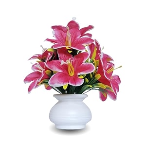 flora planet artificial plants for home decor  set of 2 artificial flowers for decoration  decorative items for home  home decor items for living room  mini size flowers pot 12 cm height 1dpink