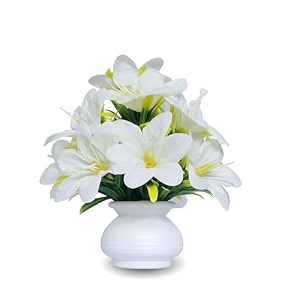 flora planet artificial plants for home decor  set of 2 artificial flowers for decoration  decorative items for home  home decor items for living room  mini size flowers pot 12 cm height 1white
