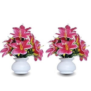 flora planet artificial plants for home decor  set of 2 artificial flowers for decoration  decorative items for home  home decor items for living room  mini size flowers pot 12 cm height 2dpink