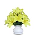 Flora Planet artificial plants for home decor | set of 2 artificial flowers for decoration | decorative items for home | home decor items for living room | mini size flowers pot (12 cm height 1Yellow)