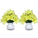 Flora Planet artificial plants for home decor | set of 2 artificial flowers for decoration | decorative items for home | home decor items for living room | mini size flowers pot 12 cm height (2Yellow)