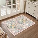 Floral 2x3 Entryway Rug Washable Doormat Indoor Throw Rug, Pink