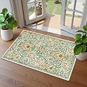 Floral 2x3 Entryway Rug Washable Doormat Indoor Throw Rug, Green