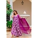 Floral Anarkali Sleeveless Kurta with Dupatta Maroon