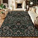 Floral Area Rug 5x7 Botanical Washable Carpet for Living Room