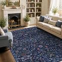 Floral Area Rug 5x7 Botanical Washable Carpet for Living Room
