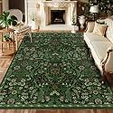Floral Area Rug 5x7 Botanical Washable Carpet for Living Room