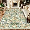Floral Area Rug 5x7 Washable Botanical Carpet for Living Room