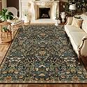 Floral Area Rug 5x8 Washable Botanical Carpet for Living Room