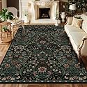 Floral Area Rug 6x9 Botanical Washable Carpet for Living Room