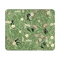 Floral Black Cat Mouse Pad 9.5x7.9 Inch with Anti-Slip Rubber Base