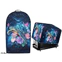Floral Blue Sea Turtle Kitchen Appliance Dust Covers with Drawstring Hem Sef of 2 Stand Mix Food Processort Blender Machine and Toaster Dust Covers Machine Washable
