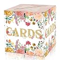 Floral Card Box - Watercolor Collapsible Money Box or Gift Box for Baby &amp; Bride Shower, Birthday, Wedding Reception, Engagement Party, Graduation - 8"x8"x8" Party Favors Decorations Boxes(06)