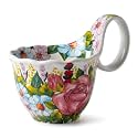 Floral Ceramic Bowl w/ Loop Handle – 15.2ozoz Soup/Cereal, Microwave Safe