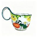 Floral Ceramic Bowl w/ Loop Handle – 13.5oz Soup/Cereal, Microwave Safe