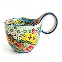 Floral Ceramic Bowl w/ Loop Handle – 16.9oz Soup/Cereal, Microwave Safe