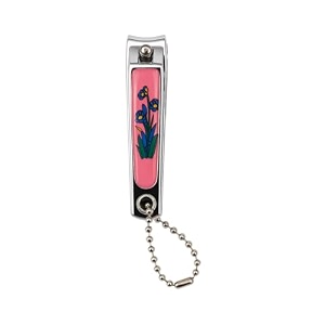 floral design nail clipper set with chain pink and silver stainless steel multi-tool manicure kit