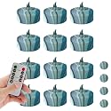 Floral Flameless Tealights with Remote - 12 Pack Grey LED Tealight Candles Battery Operated Tea Lights Safe Realistic Flickering for Home Decor Wedding Party,TLT12P-FLA