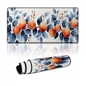 Floral Fruit Large Mouse Pad 12"×24" inch Extended Gaming Mousepad Desk Mat Long Computer Keyboard Non-Slip Base Stitched Edges for Home Office Work