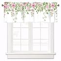 Floral Green Leaves Curtain Valances for Windows 1 Panel,42x12in