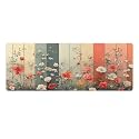 Floral Large Mouse Pad 12"×32" inch Extended Gaming Mousepad Desk Mat Long Computer Keyboard Non-Slip Base Stitched Edges for Home Office Work