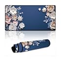 Floral Large Mouse Pad 12"×24" inch Extended Gaming Mousepad Desk Mat Long Computer Keyboard Non-Slip Base Stitched Edges for Home Office Work