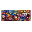 Floral Large Mouse Pad 12"×32" inch Extended Gaming Mousepad Desk Mat Long Computer Keyboard Non-Slip Base Stitched Edges for Home Office Work