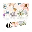 Floral Large Mouse Pad 12"×24" inch Extended Gaming Mousepad Desk Mat Long Computer Keyboard Non-Slip Base Stitched Edges for Home Office Work