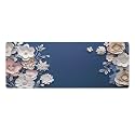 Floral Large Mouse Pad 12"×32" inch Extended Gaming Mousepad Desk Mat Long Computer Keyboard Non-Slip Base Stitched Edges for Home Office Work