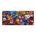 Floral Large Mouse Pad 16"×36" inch Extended Gaming Mousepad Desk Mat Long Computer Keyboard Non-Slip Base Stitched Edges for Home Office Work
