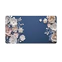 Floral Large Mouse Pad 16"×30" inch Extended Gaming Mousepad Desk Mat Long Computer Keyboard Non-Slip Base Stitched Edges for Home Office Work