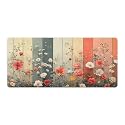 Floral Large Mouse Pad 16"×36" inch Extended Gaming Mousepad Desk Mat Long Computer Keyboard Non-Slip Base Stitched Edges for Home Office Work