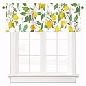 Floral Lemon Valances for Windows 1 Panel, Short Curtains 54x18 Inch