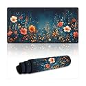 Floral Night Sky Large Mouse Pad 12"×24" inch Extended Gaming Mousepad Desk Mat Long Computer Keyboard Non-Slip Base Stitched Edges for Home Office Work