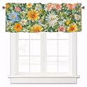 Floral Oil Painting Style Valances for Windows 1 Panel,42x12 in