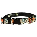 Floral Print Dog Collar -Waterproof Cute Floral Female Dog Collar - 1" Adjusts 13-21", Large, Tropical Garden