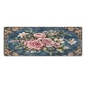 Floral Retro Large Mouse Pad 12"×32" inch Extended Gaming Mousepad Desk Mat Long Computer Keyboard Non-Slip Base Stitched Edges for Home Office Work