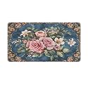 Floral Retro Large Mouse Pad 16"×30" inch Extended Gaming Mousepad Desk Mat Long Computer Keyboard Non-Slip Base Stitched Edges for Home Office Work