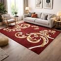 Floral Soft Multi-Color Area Rug 5x7 Feet - Anti-Slip Backing - Living Room Bedroom Home Decor