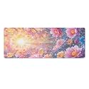 Floral Starry Sky Large Mouse Pad 12"×32" inch Extended Gaming Mousepad Desk Mat Long Computer Keyboard Non-Slip Base Stitched Edges for Home Office Work
